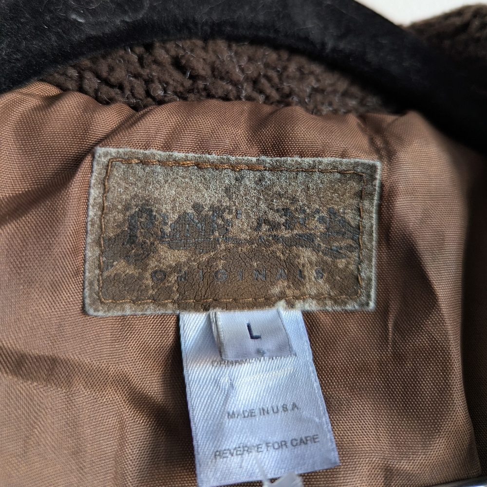 Pendleton Originals Wool Sherpa Trim Blanket Coat Bear Moose Print Burgundy L - Picture 7 of 14